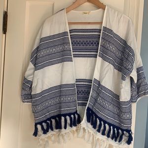 Yerse blue and white cardigan/ throw over size S